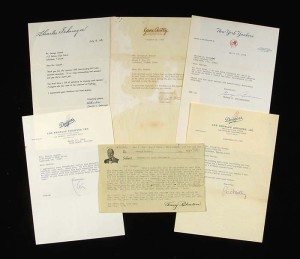 Letters from umpire turned folk artist George Sosnak. (Courtesy Hunt Auctions)