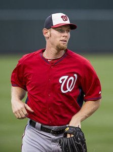 Stephen Strasburg (shown from 2014) makes some claims about fan mail that many collectors might dispute. (Photo credit: Keith Allison, Wikimedia Commons)
