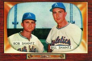 1955 Bowman card of the Shantz brothers